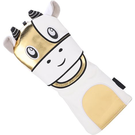 Housse de tête de club de golf en PU, motif dessin animé, imperméable, pour l'entraînement et la compétition, couleur or (1/5)