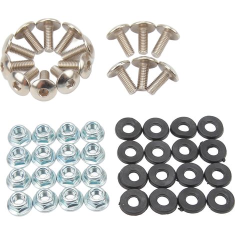 16-teiliges Set Kotflügelbolzen, Unterlegscheiben, Muttern und Schrauben (M6-Gewinde) für 50ccm, 70ccm, 90ccm, 110ccm und 125ccm ATV Quad 4-Rad (1/5)