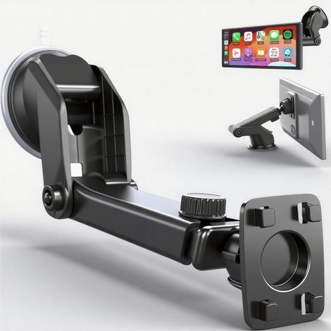 Support de pare-brise à ventouse pour écran avec bras à extension rapide, compatible avec les écrans portables de 7 à 11 pouces, support de fixation réglable pour tableau de bord et pa (1/3)