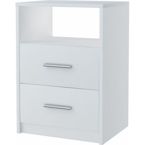 Nachttisch 2SO WEISS 40 cm Schubladen Kommode Ablage