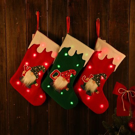 3 Cintre de rangement pour armoire, Père Noël lumineux, Sac cadeau, Sac à bonbons, Bas de Noël en gros 19,1 x 29,7 cm (1/5)