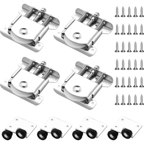 Roues pour portes coulissantes, lot de 8 roues silencieuses pour portes coulissantes, conception à double ressort, capacité de charge accrue, roues de porte coulissante adaptées pour les armoires (1/5)