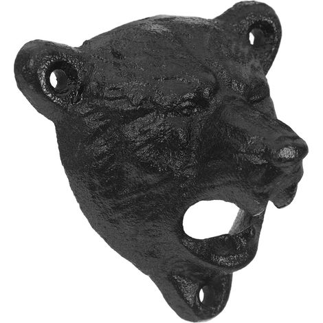Ouvre-bouteille Mural Tête Ours Noir Fonte Design Rustique Pour Cuisine Ou Bar Outil Ouverture Pratique (1/5)