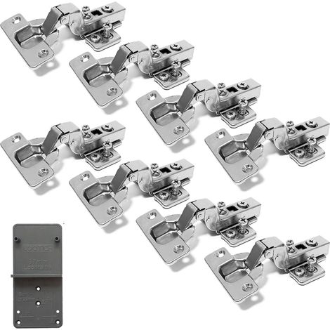 110 Degré Clip Rentrant 35mm Soft Close Charnieres avec Amortisseur Hydraulique Fermeture Automatique Charnière à Amorti pour Armoires de Porte Cuisine Lot de 8 (1/5)