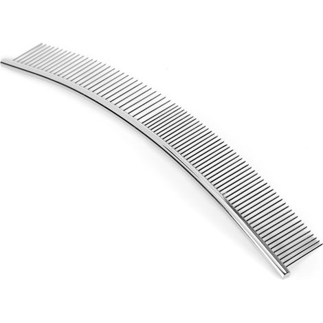 Peigne Courbé pour Chiens en Acier Inoxydable, Démêlant et Enlevant les Nœuds, Brosse à Poils Mi-Fin Mi-Dense (1/5)