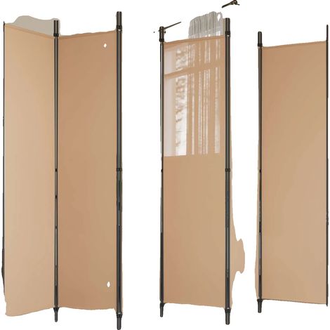 Paravent, Tissu, Design Polyvalent, Beige (1/2)