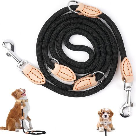 Laisse de Chien 10mm x2.1m Longe Réglable, Corde de Traction à Double Extrémité, Durable Laisse pour Chien de Petite à Grande Taille, Idéale pour Promenade et Dressage. (1/5)