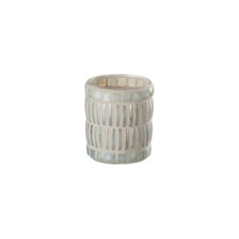 Bougeoir - - Rond - Verre/Ciment - Nacre/Gris - Small