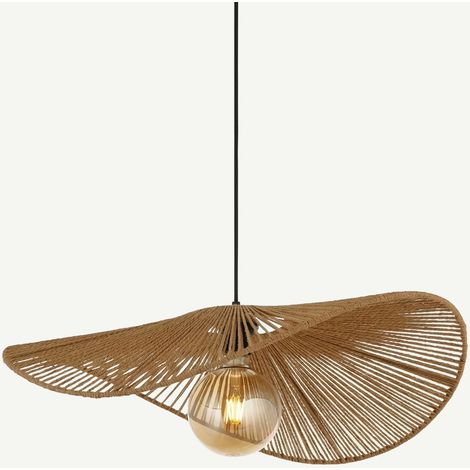 Lampe suspendue en bambou "Bruz" - 30 x 30 cm - Beige (1/2)