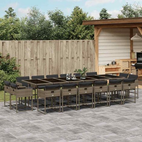 Ensemble à manger de jardin 17 pcs-Salon de jardin et coussins résine tressée 558913 (1/5)