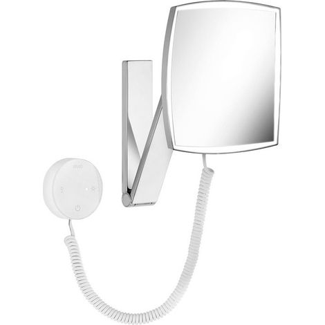 Specchio cosmetico iLookmove 200 x 200 mm, presa a muro illuminata 12 V cromo nero lucido KEUCO