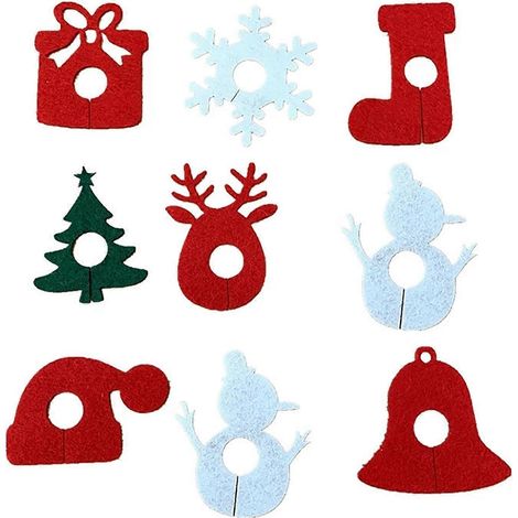 Décoration de Noël pour Verres : 9 Anneaux en Feutre pour Tasses et Vin, Idéal pour Fêtes et Tables de Fêtes Créatives (1/4)