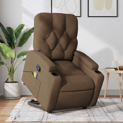 Fauteuil de massage inclinable-Chaise de relaxation-Fauteuil Relax Marron Tissu 100064 (1/5)