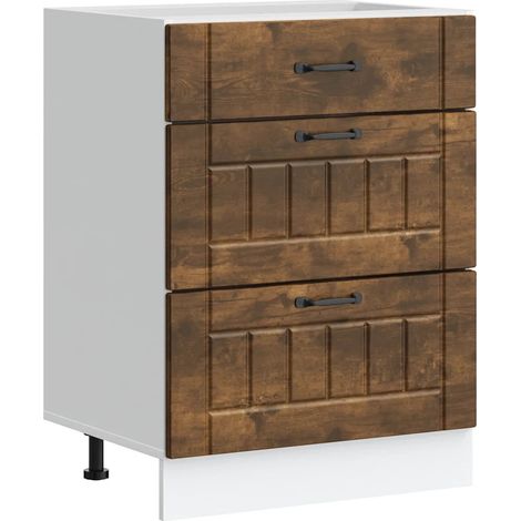 Mobile da cucina Lucca 60 x 46 x 81,5 cm pratico contenitore piedini regolabili stile moderno legno composito finitura rovere affumicato 020050494