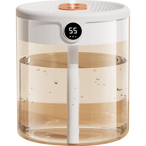 Humidificateur d'air double buse 2L, USB, avec écran LCD et diffuseur d'huiles essentielles grande capacité, blanc. (1/5)
