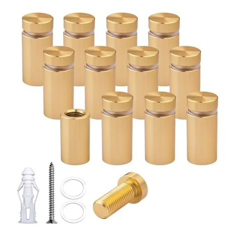 Pack de 12 fixations support en aluminium, vis pour panneau, montage mural publicité, boulons affichage panneaux, panneau (champagne, mm Champagne 12mm Dia x 20mm H