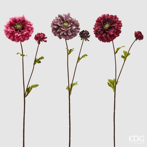 1 RAMO ARTIFICIALE CON ZINNIA H63CM ASSORTITO NATALE DECOR CASA