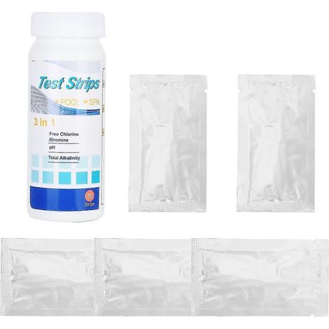 Bandelettes de test 3 en 1 pour piscine et spa : testeur de qualité de l’eau (chlore libre, brome, pH, alcalinité totale), kit facile à utiliser, 50 bandelettes. (1/5)