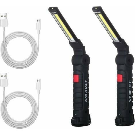 2 x Cob-Arbeitsleuchte, wiederaufladbar, LED-Handlampe, Cob-Werkstattlampe, Taschenlampe, LED-Handarbeitsleuchte mit Magnetfuß, Inspektionslampe für Wandern, Camping (1/5)