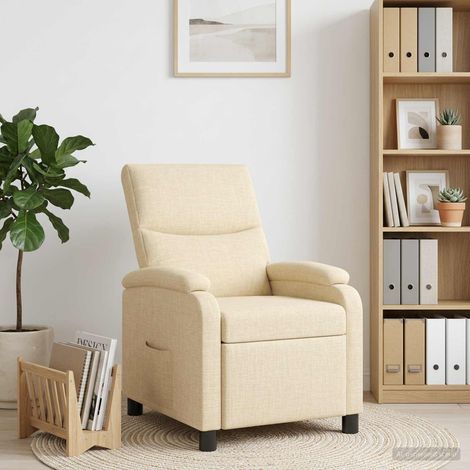 vidaXL Recliner Crema Tela (1/5)