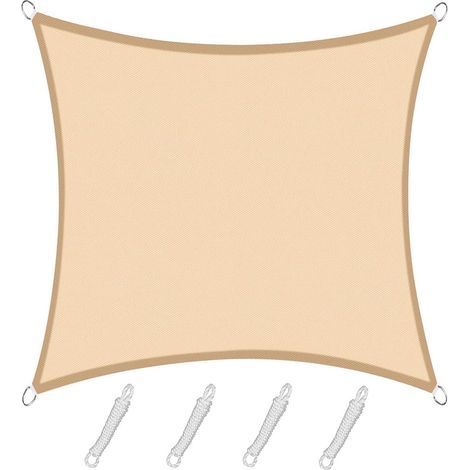 Voile d'ombrage Rectangulaire Carré 3x3m Color Sable,Toile Imperméable Une Protection des Rayons UV à 95%, pour en Plein air, Jardin & terrasse, Piscine (1/5)