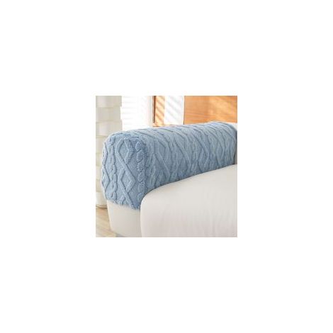 Copribraccioli per divano in jacquard geometrico elasticizzato e morbido (2 pezzi) - Lavabili e antiscivolo (blu) - Crezuo