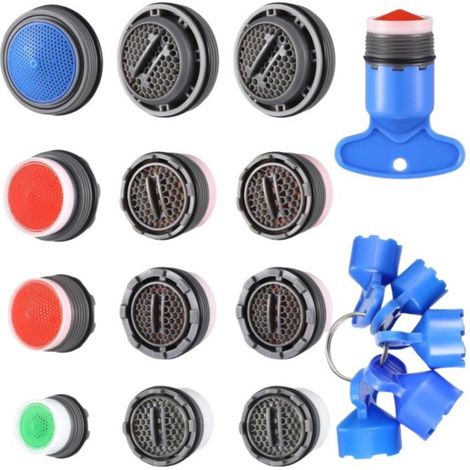 Lot de 16 Aérateur Mousseur de Robinet M24 M22 M18 M16 Male avec 4 Clé Embout Economiseur d'Eau Filtre Economie Aérateur pour Robinet Lavabo de Cuisine et Salle de Bain (1/5)