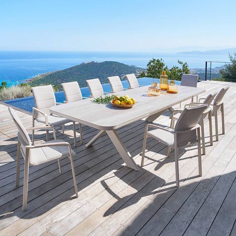 Table de jardin 12 places Volupty extensible argile - Hespéride
