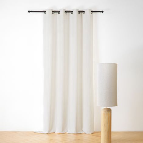 Rideau en lin et coton rayures tuftées Blanc 140x265 cm (1/2)