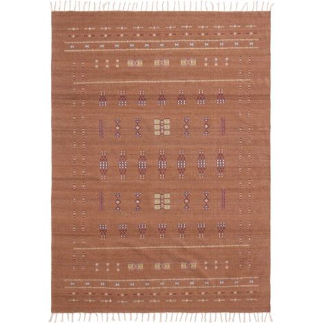 Tapis de sol en Tissé plat brodé 100% laine ARSALANE