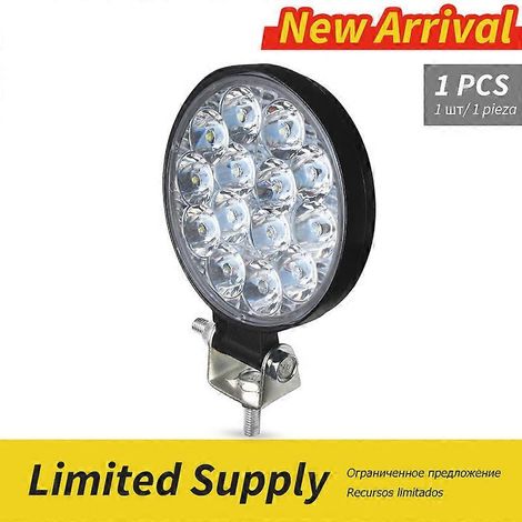 Projecteur LED ultra-lumineux 48 W pour voiture, moto, SUV, camion, chariot élévateur, bateau, 6000 K, 12/24 V, feux de brouillard de conduite (1/4)
