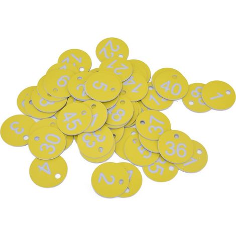 Étiquettes rondes numérotées en ABS pour ruches avec trou, fournitures apicoles, jaune clair, de 1 à 50, 50 unités. (1/5)