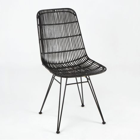 Chaise 57x45x88 Métal/Osier Noir (1/5)