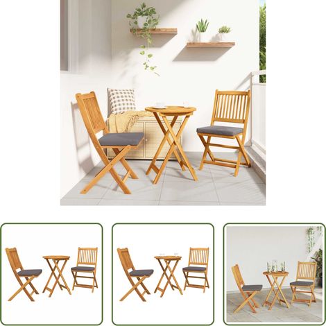 vidaXL Meuble extérieur - Ensemble bistro de jardin 3 pcs Marron Bois d'Acacia Massif (1/5)