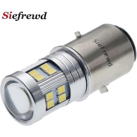 Ampoule de phare LED BA20D 6V/12V pour moto, scooter, cyclomoteur, quad, 2835 24SMD H6, feux de route/croisement, blanc (1/4)