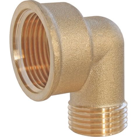Raccord coudé laiton brut à visser réduit – Femelle 20/27 – Mâle 15/21 – Sachet de 2 pièces pour réseaux d'eau et chauffage
