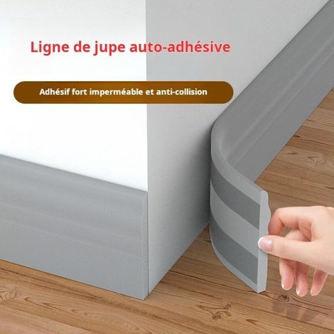 Plinthe auto-adhésive grise 10 cm × 2 m en caoutchouc nitrile NBR, bande de finition imperméable et anti-choc pour sol et murs, salon et chambre (1/5)