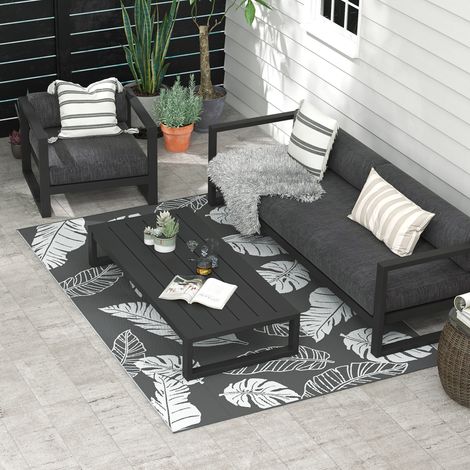 Wendbarer Outdoor-Teppich 182 x 274 cm wasserabweisend grau und weiß HAVRYA (1/4)