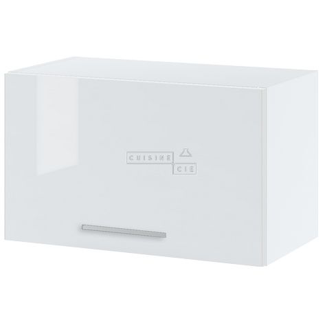 Meuble haut SLIM de cuisine Bellissi Blanc Brillant 1 porte relevable L 60 cm -  Porte avec poignée apparente  White