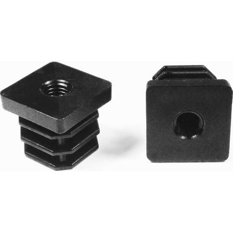 Ajile - Embout Polyamide Carré pour Tube 30 x 30 mm épaisseur 2,0 mm - Fileté diam. 10 mm (M10)