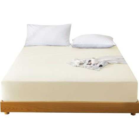 Drap-housse de protection antidérapant pour matelas, coloris beige, 180 × 200 cm, respirant et anti-poussière (1/5)