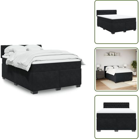 Boxspringbett mit Matratze Schwarz 160x200 cm Samt - Samtbett - Boxspringbett - Doppelbett - Schlafzimmermöbel - Bettgestell (1/5)