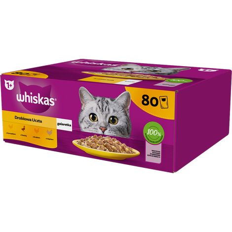 Cibo umido per gatti Whiskas Pollo in salsa Mix di gelatina 80x85g (1/5)