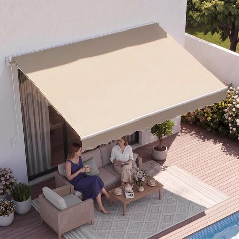 4x2,4 m Store Banne Manuel Auvent Rétractable Terrasse Protection Solaire Toile PU UV80+ Inclinable 40°-90° (1/5)