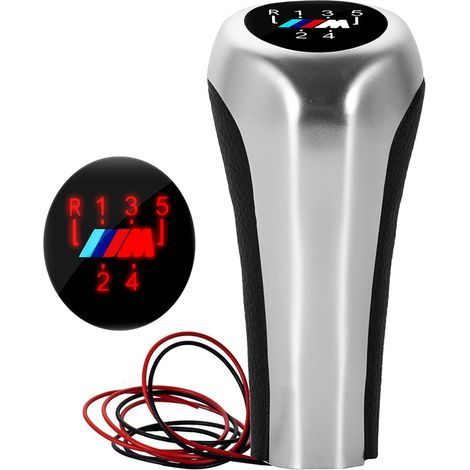 Passend für BMW 1356 Baureihe mit Schaltgetriebe, rotem LED-Schaltknauf, silberfarben, ohne M 6-Gang-Getriebe, eine Packung. (1/4)
