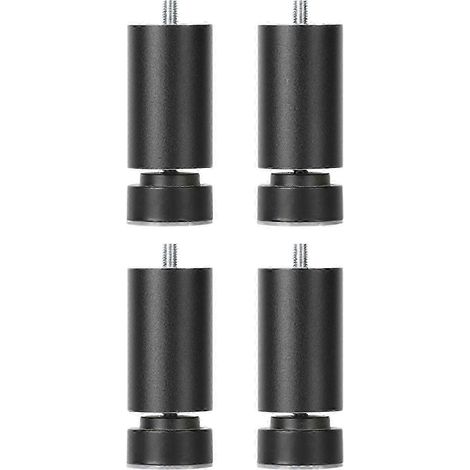 Pieds métalliques robustes réglables à filetage M10, adaptés aux canapés, lits, tables et armoires, lot de 4, noirs, 25 cm. (1/5)