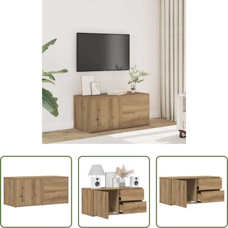 Holzwerkstoff - TV-Schrank Artisan-Eiche 80x34x35,5 cm Holzwerkstoff (1/5)