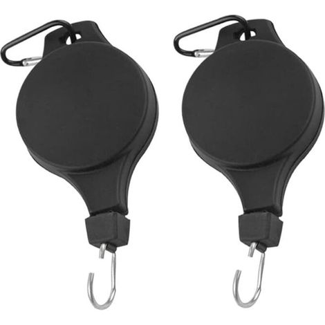 Ahlsen Lot de 2 poulies rétractables pour plantes - Crochets de suspension réglables - Poulie à suspendre ou paniers de jardin - Pots et mangeoire à oiseaux (noir) (1/4)