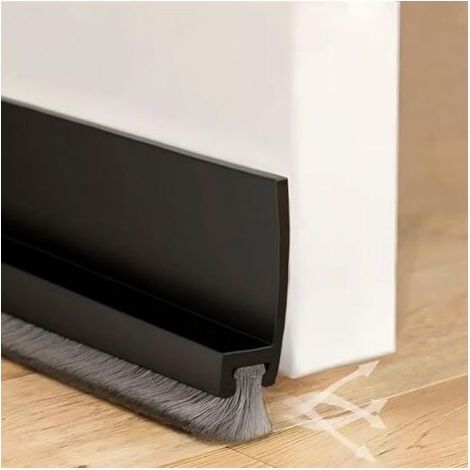 100cm Noir Joint de Porte, Joint Brosse Isolation Phonique Porte, Auto-adhésif et Peut être Coupé à la Taille, Boudin de Porte, Calfeutrer Bas de Porte (1/4)