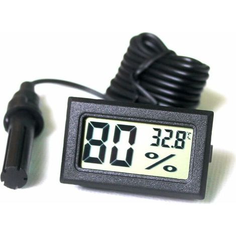 Tuner Numérique Intégré Thermomètre Hygromètre avec Sonde Externe pour Couveuse Aquarium Volaille Reptile (Noir) (1/5)